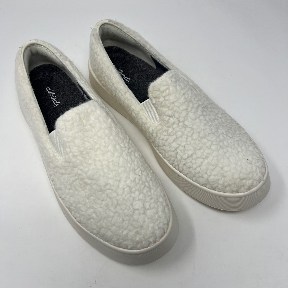 Allbirds Wool Cruiser Slip On Fluff Mens 11 Cream White Sherpa Comfort Sneakers